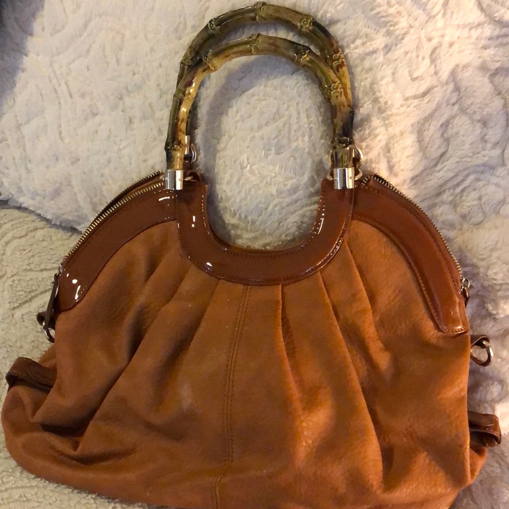 Vienta cognac  bone handle purse